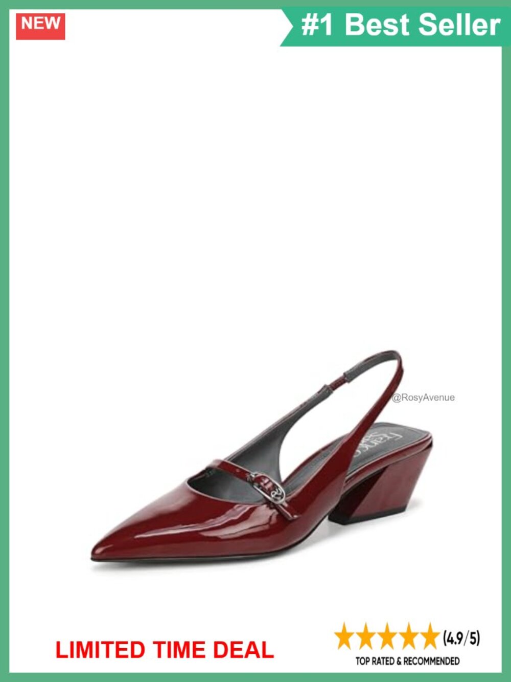 Faux Leather Slingback Pointed Toe Pump 2.1 inch Heel